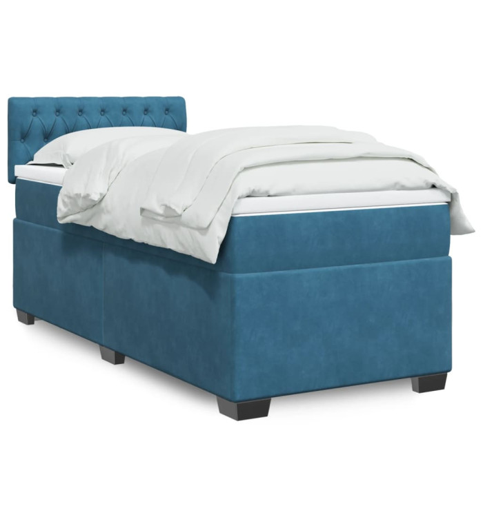 Sommier à lattes de lit avec matelas bleu 100x200 cm | Mobilier & Déco