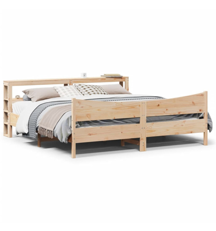 Cadre de lit avec tête de lit 200x200 cm Bois de pin massif | Mobilier & Déco