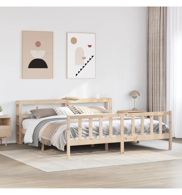 Cadre de lit sans matelas 200x200 cm bois massif de pin | Mobilier & Déco