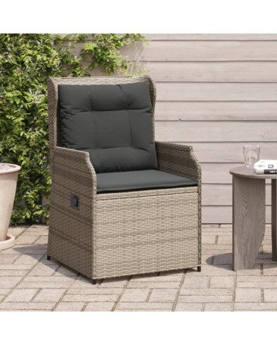 Chaises inclinables de jardin lot de 2 et coussins gris rotin | Mobilier & Déco