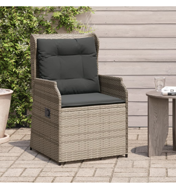 Chaises inclinables de jardin lot de 2 et coussins gris rotin | Mobilier & Déco