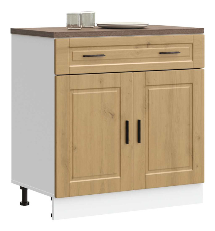 Armoire de cuisine Porto chêne artisanal bois d'ingénierie | Mobilier & Déco