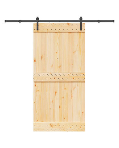 Porte coulissante et kit de quincaillerie 100x210 cm pin massif | Mobilier & Déco