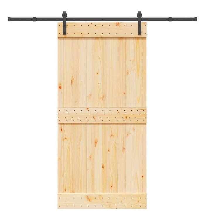 Porte coulissante et kit de quincaillerie 100x210 cm pin massif | Mobilier & Déco