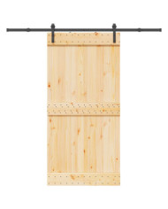 Porte coulissante et kit de quincaillerie 100x210 cm pin massif | Mobilier & Déco