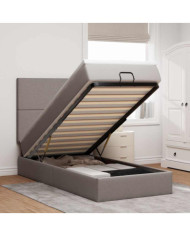 Lit ottoman avec matelas taupe 90x200 cm tissu | Mobilier & Déco