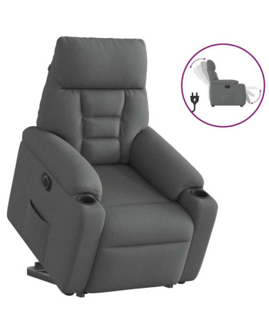 Fauteuil inclinable électrique gris foncé tissu | Mobilier & Déco