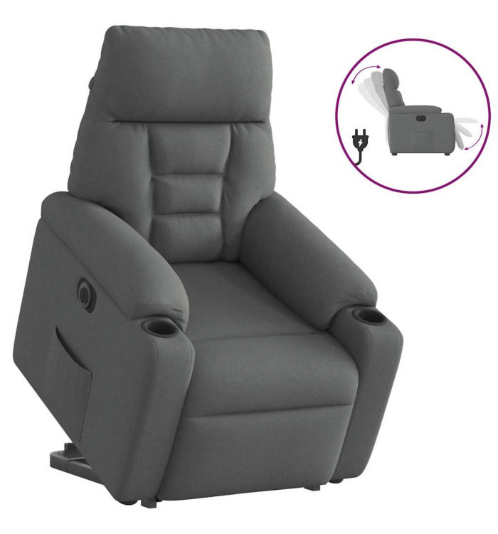 Fauteuil inclinable électrique gris foncé tissu | Mobilier & Déco