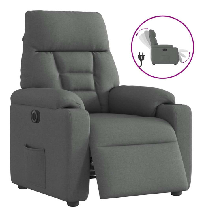 Fauteuil inclinable électrique Gris foncé Tissu | Mobilier & Déco