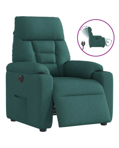 Fauteuil inclinable électrique Vert foncé Tissu | Mobilier & Déco
