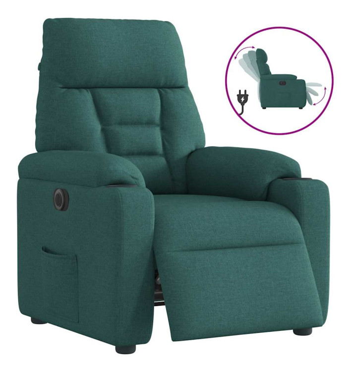 Fauteuil inclinable électrique Vert foncé Tissu | Mobilier & Déco