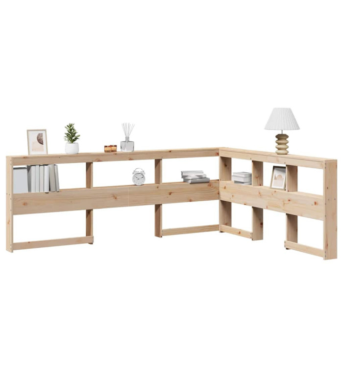 Tête de lit de bibliothèque en forme de L bois massif de pin | Mobilier & Déco