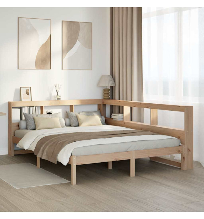 Lit bibliothèque sans matelas 160x200 cm bois massif de pin | Mobilier & Déco