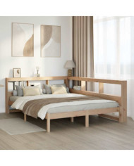 Lit bibliothèque sans matelas 160x200 cm bois massif de pin | Mobilier & Déco
