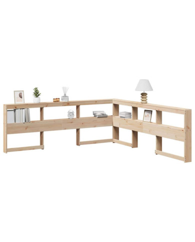 Tête de lit de bibliothèque en forme de L bois massif de pin | Mobilier & Déco