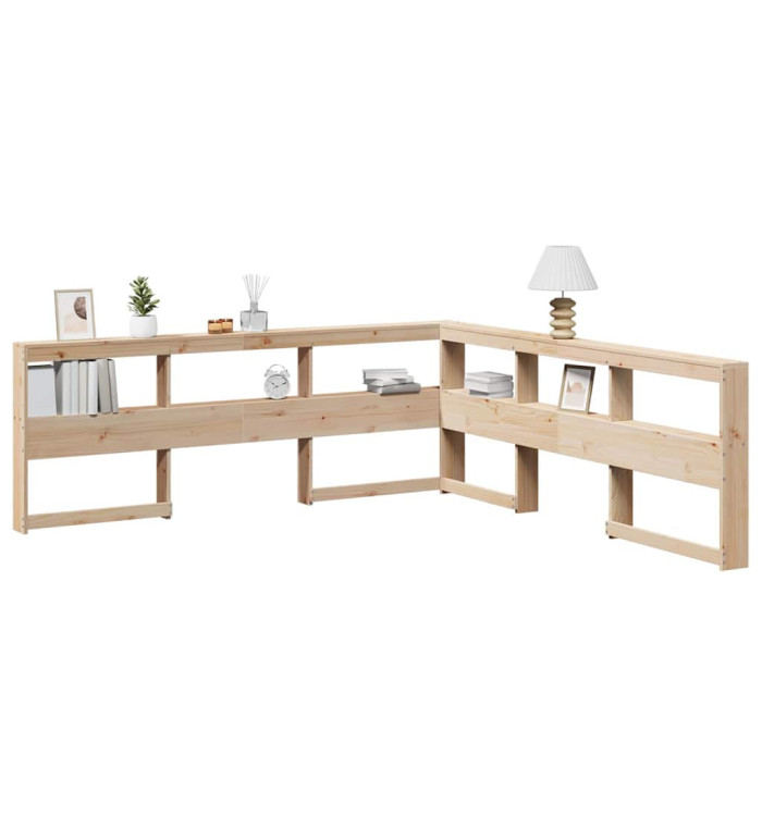 Tête de lit de bibliothèque en forme de L bois massif de pin | Mobilier & Déco