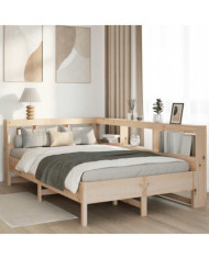 Lit bibliothèque sans matelas 160x200 cm bois massif de pin | Mobilier & Déco