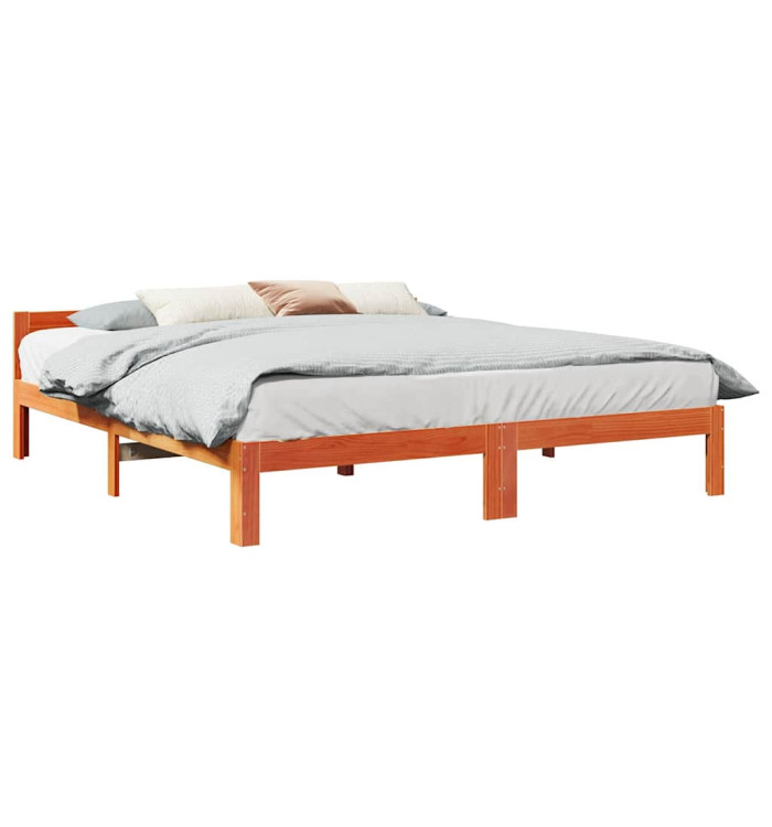 Cadre de lit sans matelas cire marron 180x200cm bois pin massif | Mobilier & Déco