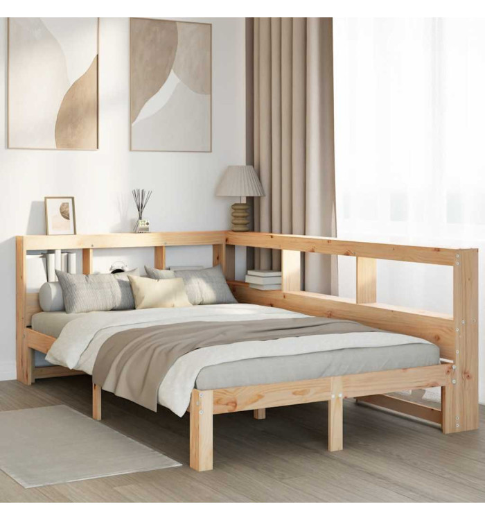 Lit bibliothèque sans matelas 120x200 cm bois de pin massif | Mobilier & Déco