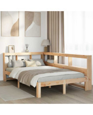 Lit bibliothèque sans matelas 120x200 cm bois de pin massif | Mobilier & Déco