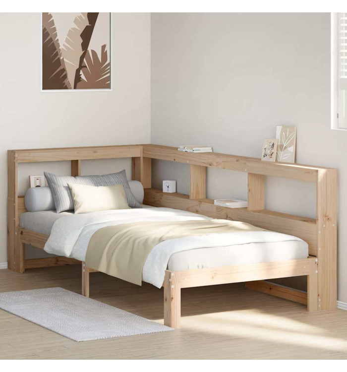 Lit bibliothèque sans matelas 90x200 cm bois de pin massif | Mobilier & Déco