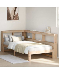Lit bibliothèque sans matelas 90x200 cm bois de pin massif | Mobilier & Déco