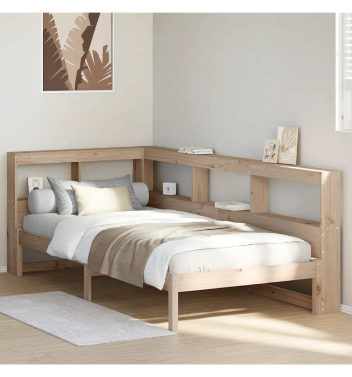 Lit bibliothèque sans matelas 90x200 cm bois de pin massif | Mobilier & Déco