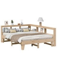 Lit bibliothèque sans matelas 140x200 cm bois massif de pin | Mobilier & Déco