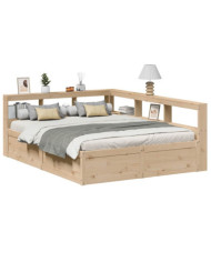 Lit bibliothèque sans matelas 140x200 cm bois massif de pin | Mobilier & Déco