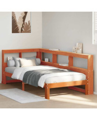 Lit bibliothèque sans matelas cire marron 90x200 cm pin massif | Mobilier & Déco