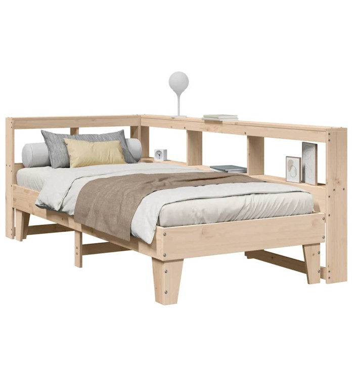 Lit bibliothèque sans matelas 100x200 cm bois massif de pin | Mobilier & Déco