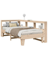 Lit bibliothèque sans matelas 100x200 cm bois massif de pin | Mobilier & Déco