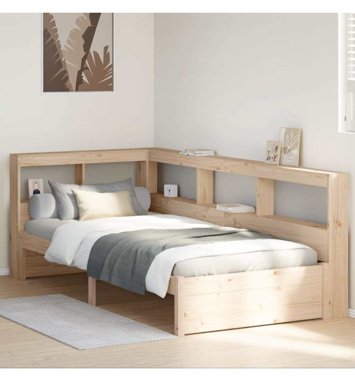 Lit bibliothèque sans matelas 90x200 cm bois de pin massif | Mobilier & Déco