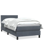 Sommier à lattes de lit et matelas gris foncé 100x220cm velours | Mobilier & Déco