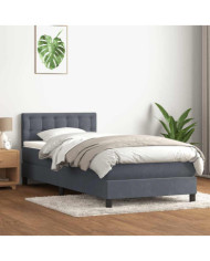 Sommier à lattes de lit et matelas gris foncé 100x220cm velours | Mobilier & Déco