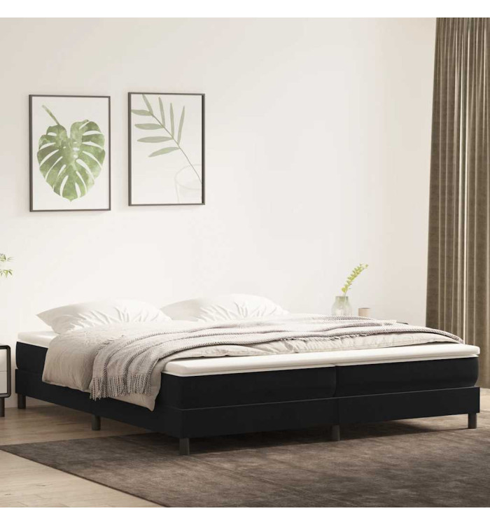 Sommier à lattes de lit avec matelas noir 180x210 cm velours | Mobilier & Déco