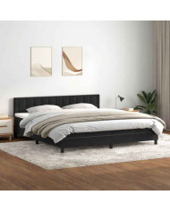 Sommier à lattes de lit avec matelas noir 180x210 cm velours | Mobilier & Déco
