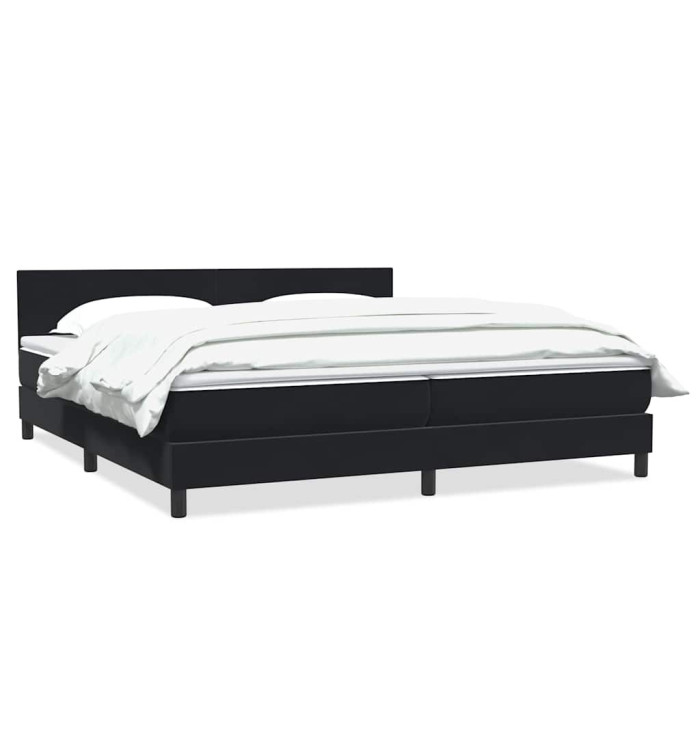 Sommier à lattes de lit avec matelas noir 180x210 cm velours | Mobilier & Déco