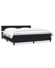 Sommier à lattes de lit avec matelas noir 180x210 cm velours | Mobilier & Déco