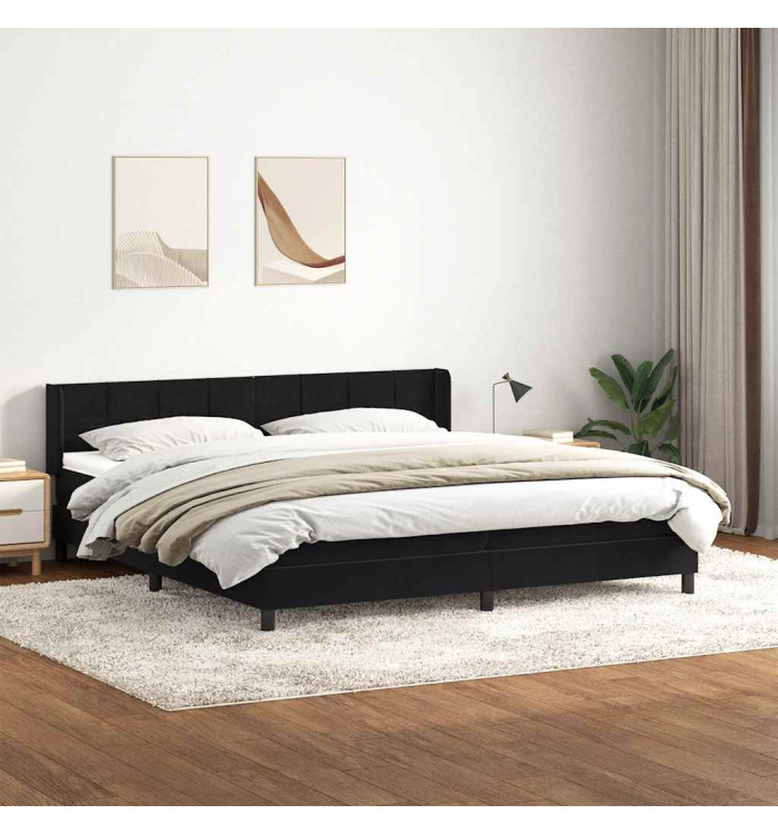 Sommier à lattes de lit avec matelas noir 180x210 cm velours | Mobilier & Déco