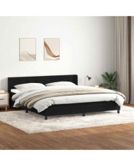 Sommier à lattes de lit avec matelas noir 180x210 cm velours | Mobilier & Déco