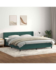 Sommier à lattes de lit et matelas vert foncé 180x210cm velours | Mobilier & Déco