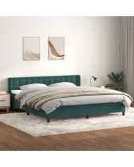 Sommier à lattes de lit et matelas vert foncé 180x210cm velours | Mobilier & Déco