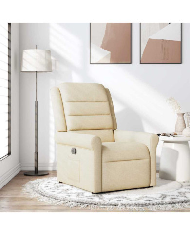 Fauteuil inclinable Crème Tissu | Mobilier & Déco