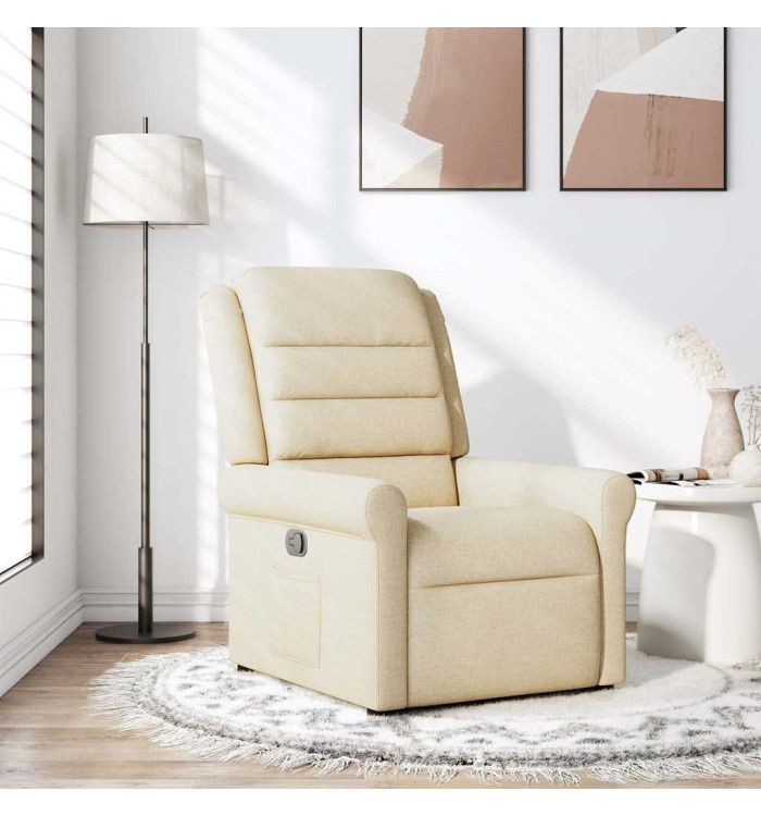 Fauteuil inclinable Crème Tissu | Mobilier & Déco