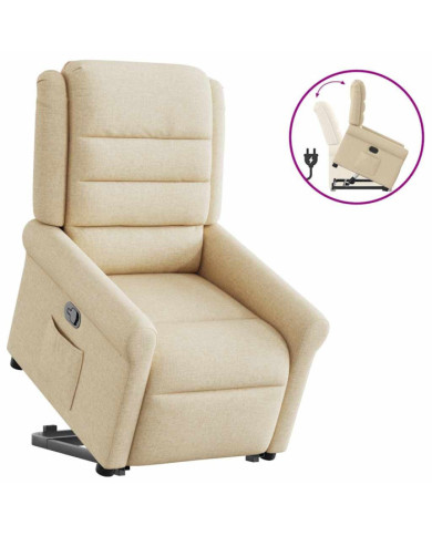 Fauteuil inclinable Crème Tissu | Mobilier & Déco