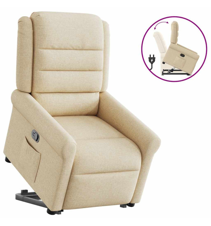 Fauteuil inclinable Crème Tissu | Mobilier & Déco