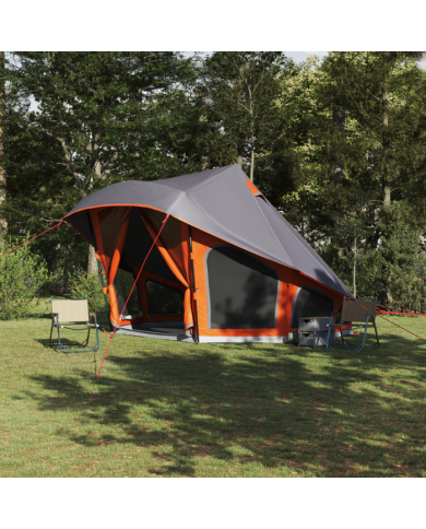 Tente familiale Tipi en gris et orange pour 10 personnes - Imperméable | Mobilier & Déco