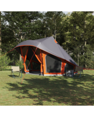 Tente familiale Tipi en gris et orange pour 10 personnes - Imperméable | Mobilier & Déco