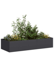 Jardinière noir 200x80x40 cm acier | Mobilier & Déco